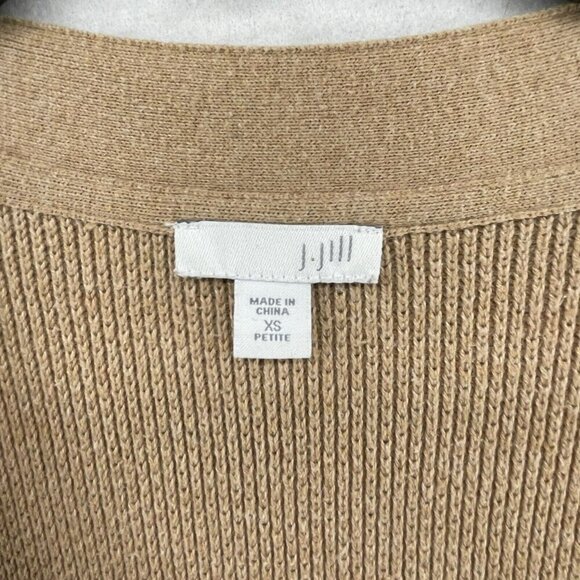 J.Jill Cardigan Women's Sz XSP Brown Tan Cable Knitted Rib Trim Button Front - Picture 9 of 10